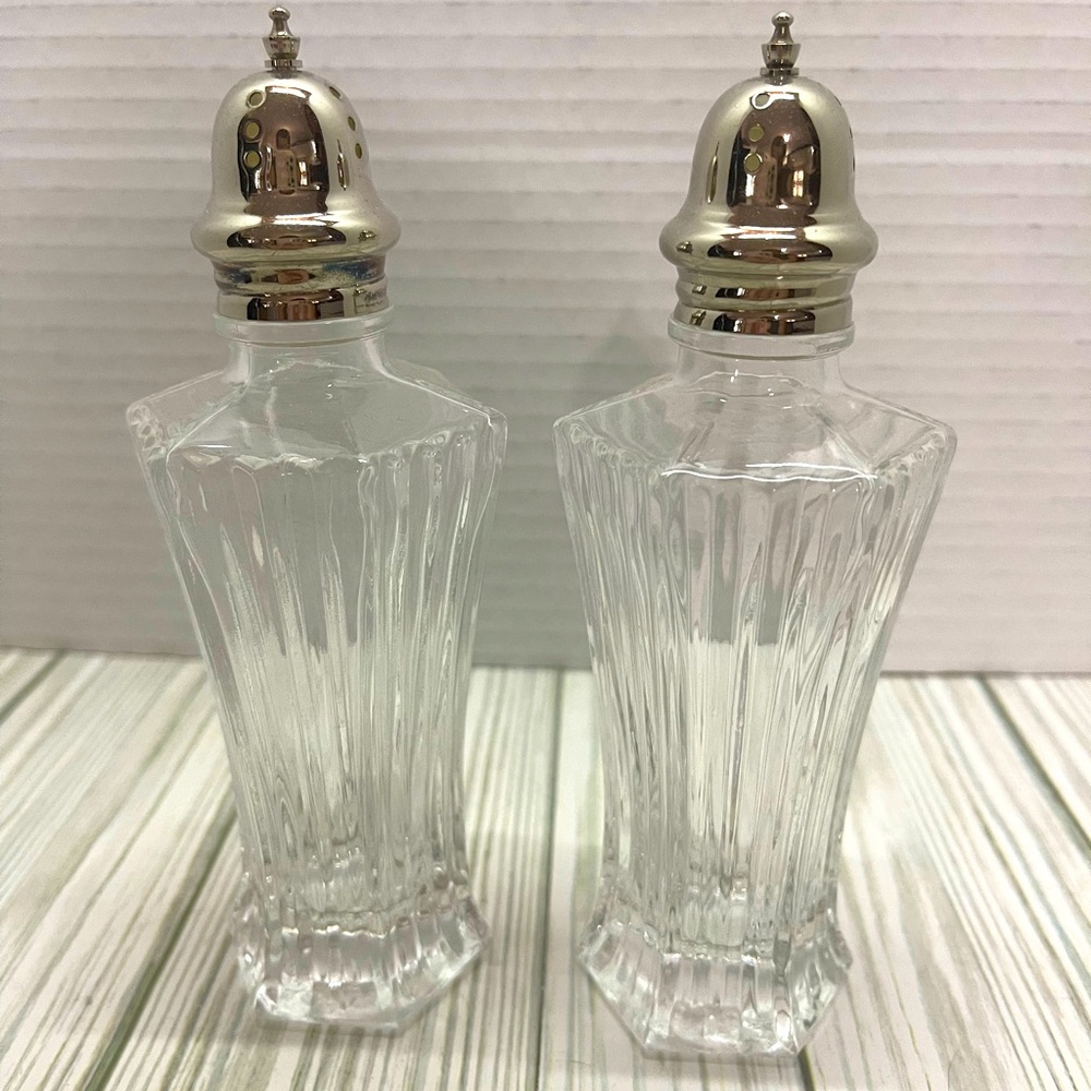 Vintage Mikasa Diamond Fire 1985-2007 Large Lead Crystal Salt & Pepper shakers